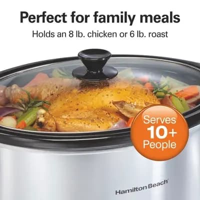 Hamilton Beach 8qt Programmable Slow Cooker - Silver: Stoneware Pot, Automatic Keep Warm, 375W, 8 Quart Stockpot Included [375 watts, Stoneware, 256 Ounces]