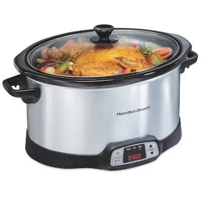 Hamilton Beach 8qt Programmable Slow Cooker - Silver: Stoneware Pot, Automatic Keep Warm, 375W, 8 Quart Stockpot Included [375 watts, Stoneware, 256 Ounces]