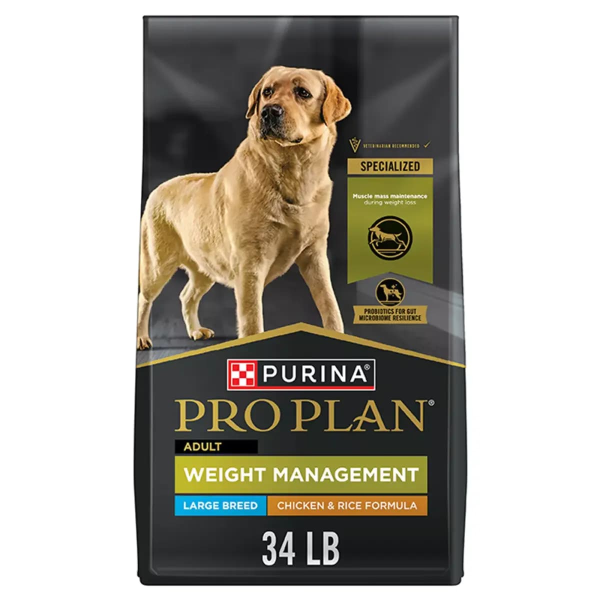 Purina Pro Plan Large Breed Weight Management Dry Dog Food, Chicken and Rice Formula [Brand Pro Plan Weight Management, Food Type Kibble, Crunchy, Hard, Baked, Breed Size Large Bre