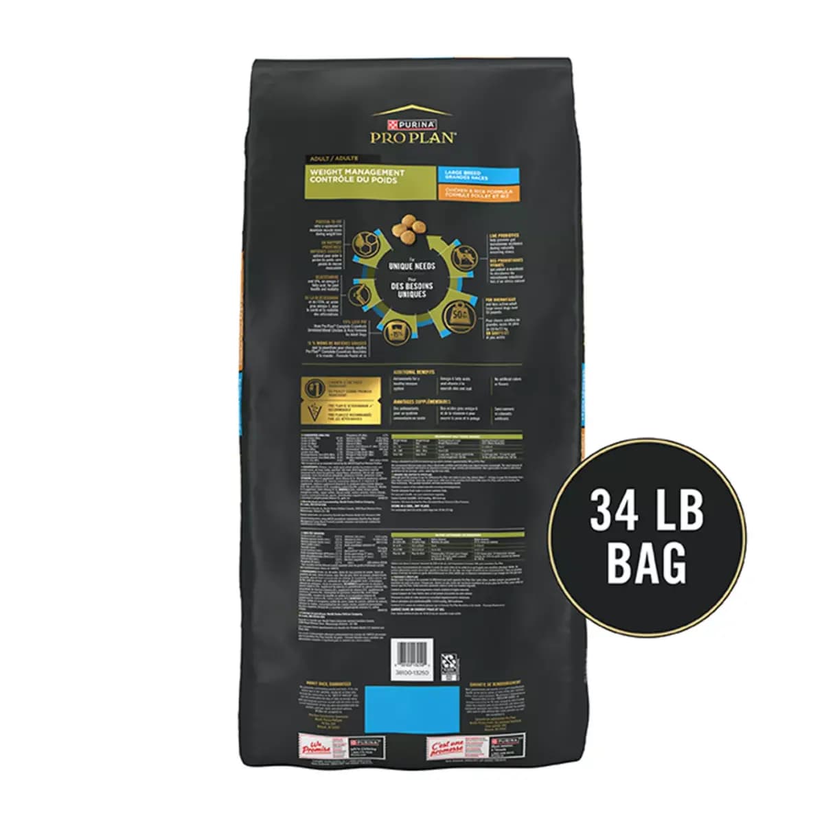 Purina Pro Plan Large Breed Weight Management Dry Dog Food, Chicken and Rice Formula [Brand Pro Plan Weight Management, Food Type Kibble, Crunchy, Hard, Baked, Breed Size Large Bre