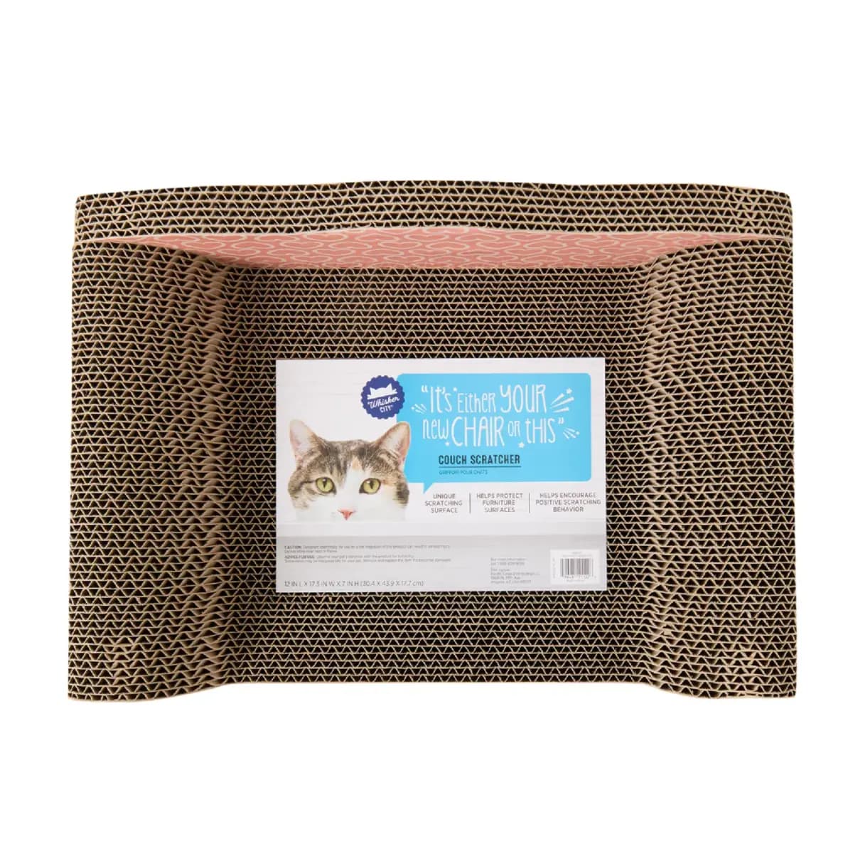 Whisker City® Couch Novelty Cat Scratcher 12x17.3x7in [Item Number 5368377, Brand Whisker City®, Includes 1 Scratcher, Intended For Cats]