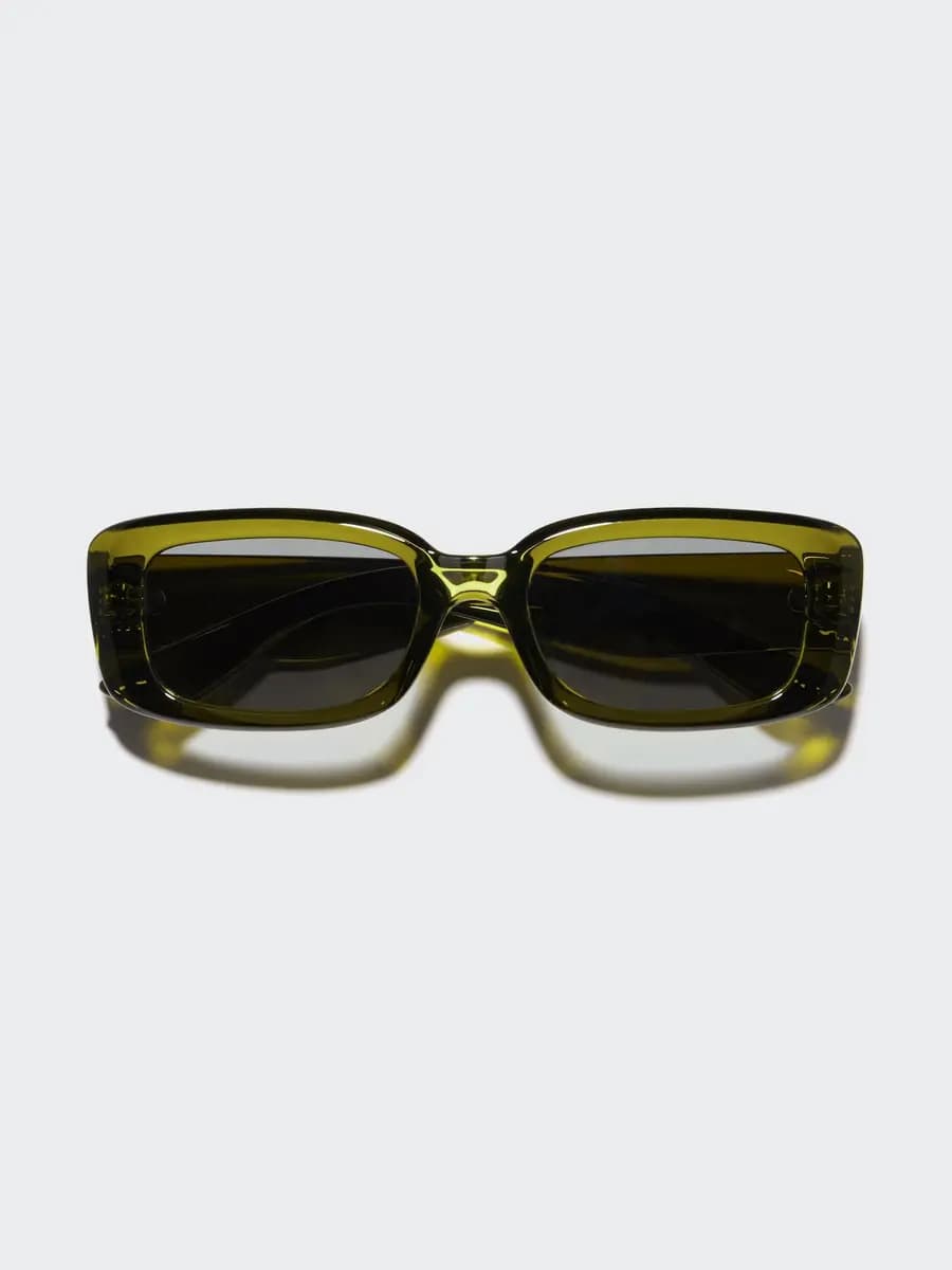 Uniqlo Rectangle Sunglasses Olive [Imported, UV400 lenses block approximately 99% of UV rays., OLIVE]
