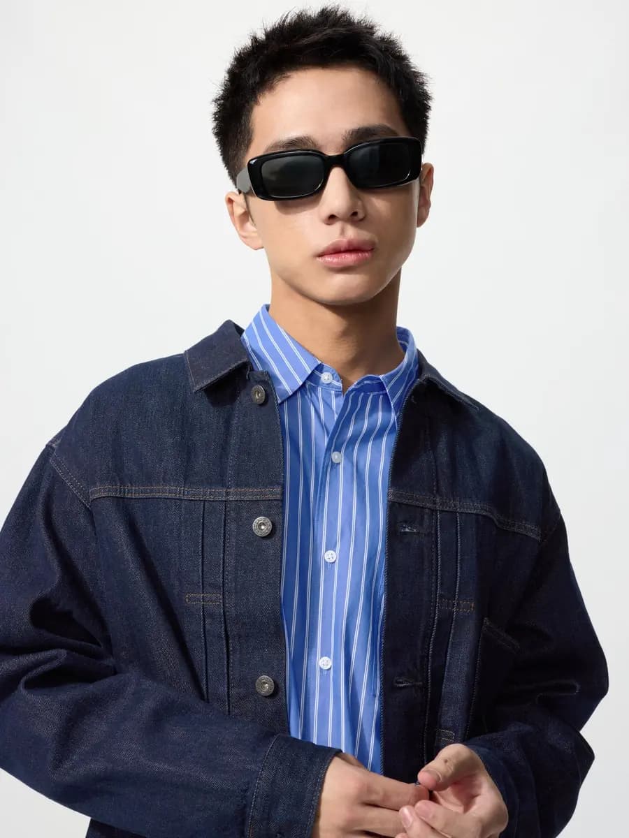 Uniqlo Rectangle Sunglasses Olive [Imported, UV400 lenses block approximately 99% of UV rays., OLIVE]