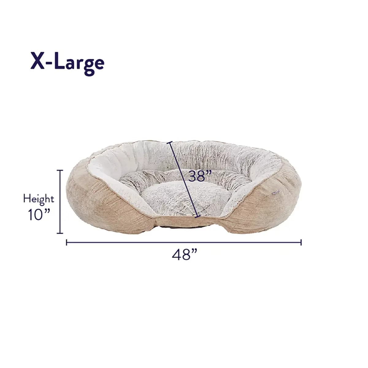 Top Paw® Orthopedic Premium Support Tan Oval Lounger Dog Bed, Large, Extra Large, 30Lx38W, 38Lx48W [Includes 1 Bed, Color Tan, Grey, Environment Indoors, Dimensions 38 in L x 48 in