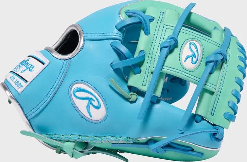 Rawlings Exclusive Heart of the Hide 11.5-Inch Infield Glove, Right Hand Throw [Conventional, Columbia Blue/Mint, Standard]