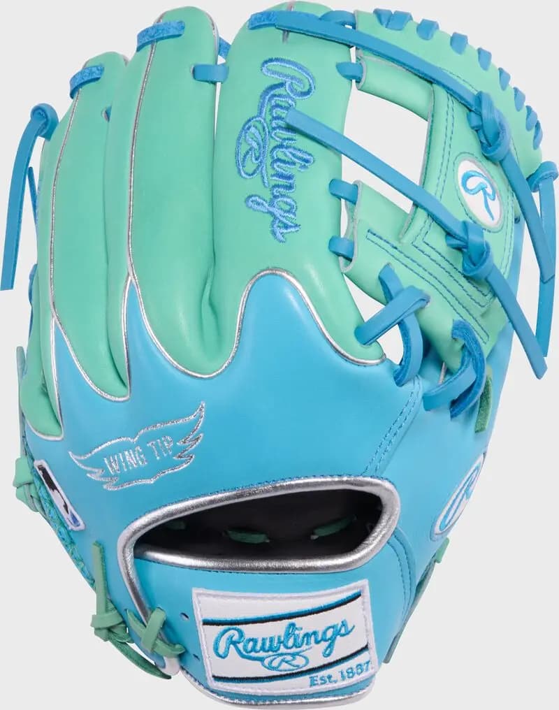 Rawlings Exclusive Heart of the Hide 11.5-Inch Infield Glove, Right Hand Throw [Conventional, Columbia Blue/Mint, Standard]