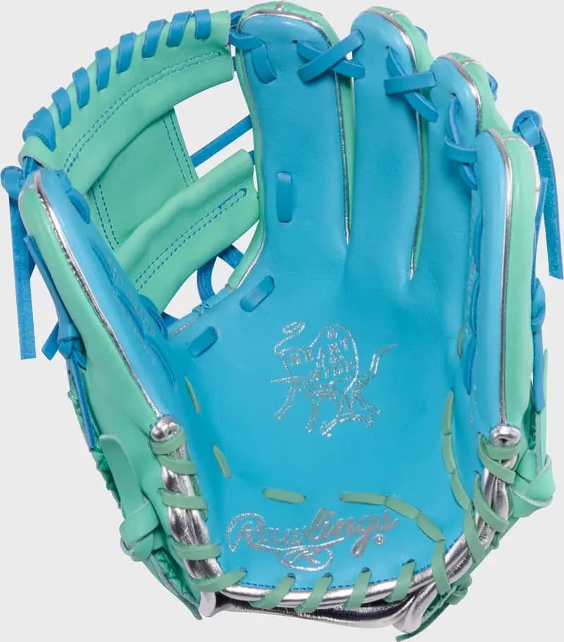 Rawlings Exclusive Heart of the Hide 11.5-Inch Infield Glove, Right Hand Throw [Conventional, Columbia Blue/Mint, Standard]