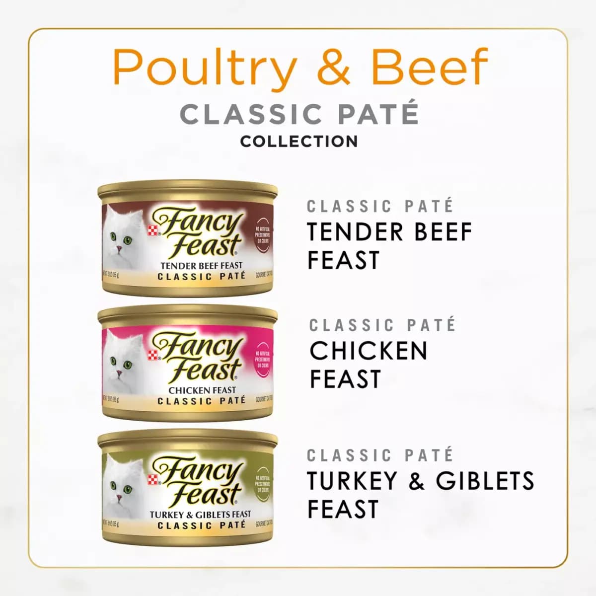 Fancy Feast Pate Purina® Fancy Feast® Classic Pate Wet Cat Food - Poultry & Beef, Variety Pack, 3 Oz, 30 Count [Features & Benefits Fancy Feast wet cat food made without ar, Item N
