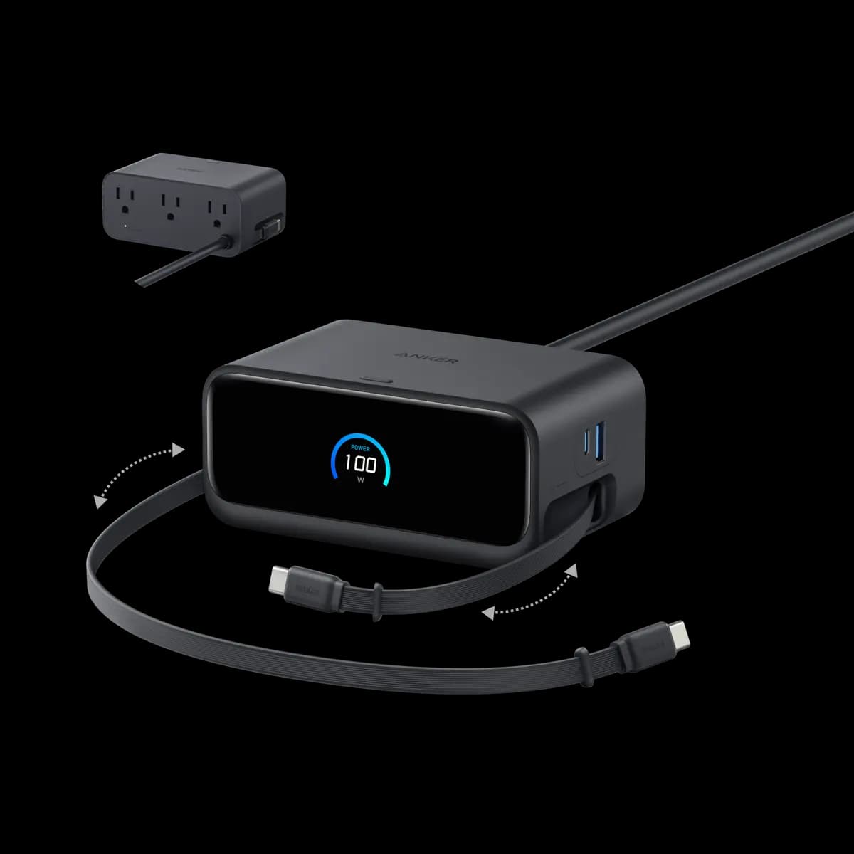 Anker Nano Charging Station (7-in-1, 100W) [125V~, 60Hz, 10A, 1,000W, USB-C1 + USB-C2 / C3: 67W Max +]