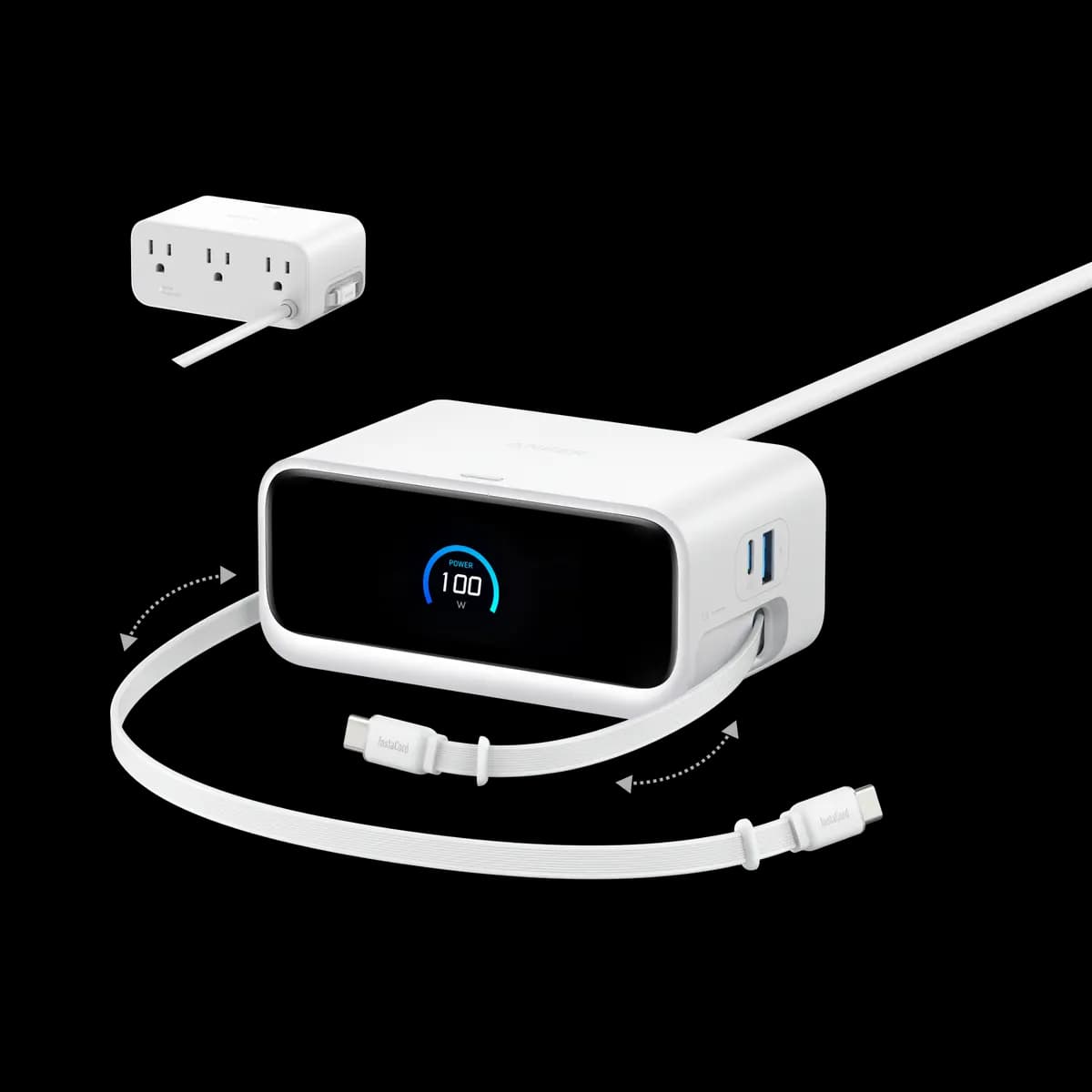 Anker Nano Charging Station (7-in-1, 100W) [125V~, 60Hz, 10A, 1,000W, USB-C1 + USB-C2 / C3: 67W Max +]