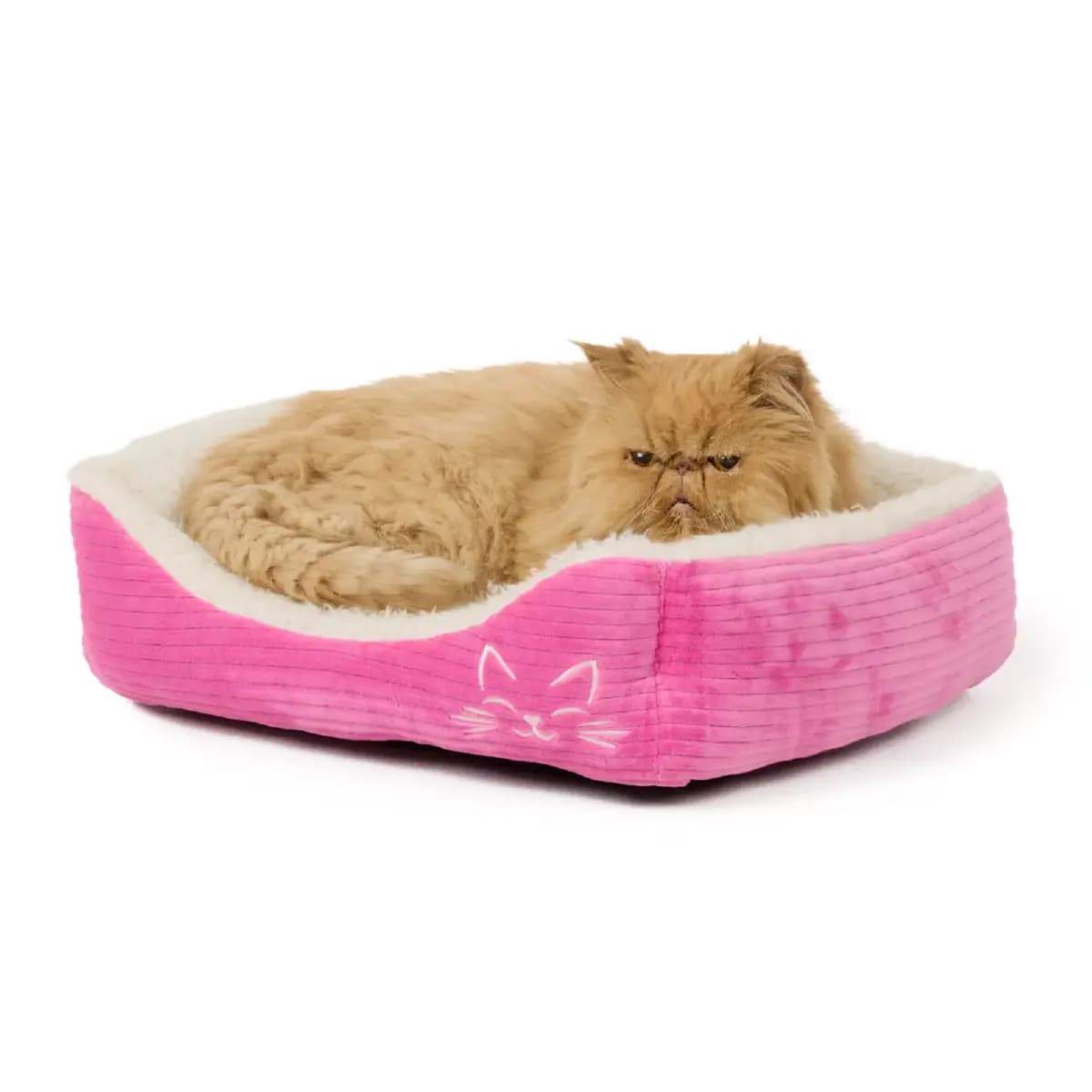 Whisker City® Pink Cuddler Cat Bed 15Lx18W [Brand Whisker City®, Includes 1 Cuddler Bed, Color Pink, White, Environment Indoors]