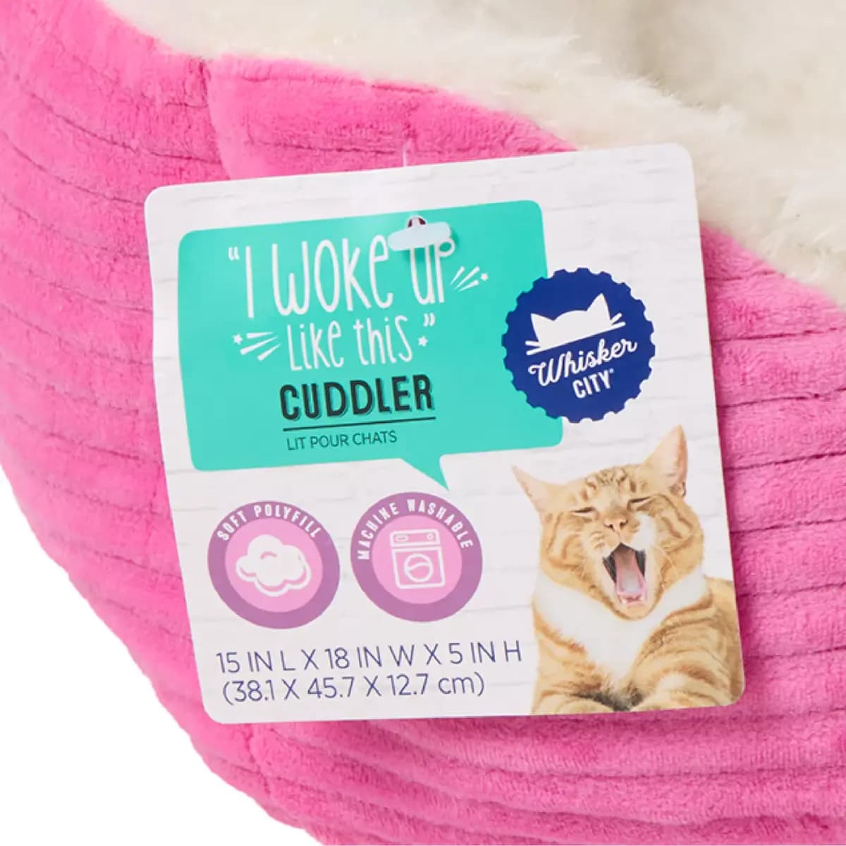 Whisker City® Pink Cuddler Cat Bed 15Lx18W [Brand Whisker City®, Includes 1 Cuddler Bed, Color Pink, White, Environment Indoors]