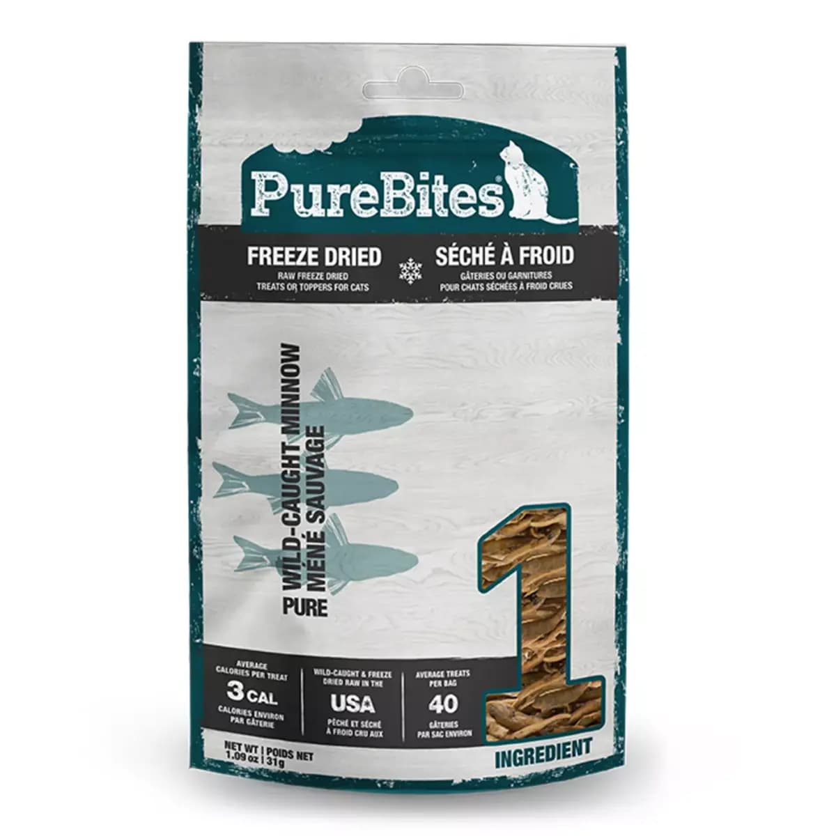Purebites® Freeze Dried Cat Treat - Minnow 1.09 OZ [Species Cat, Brand PureBites, Food Type Freeze Dried, Breed Size All]