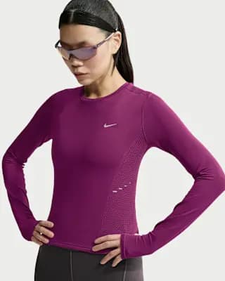 Nike Swift Women's Dri-FIT Seamless Long-Sleeve Running Top True Berry [True Berry, Thumbholes let you extend your coverage., Reflective details]