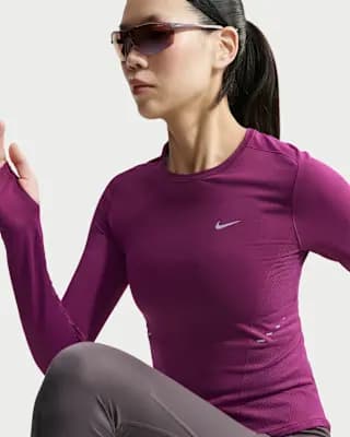 Nike Swift Women's Dri-FIT Seamless Long-Sleeve Running Top True Berry [True Berry, Thumbholes let you extend your coverage., Reflective details]