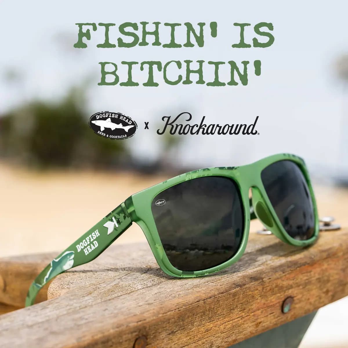 Knockaround Dogfish Head Torrey Pines Sport [Full UV400 eye protection, Green frame with Dogfish Head design, Matte finish]