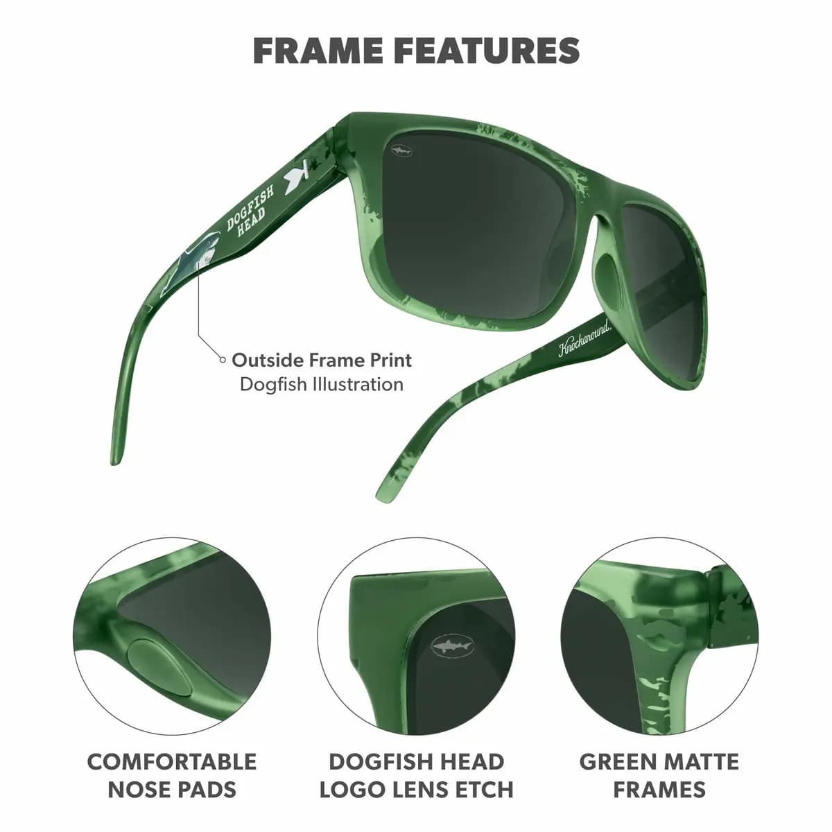 Knockaround Dogfish Head Torrey Pines Sport [Full UV400 eye protection, Green frame with Dogfish Head design, Matte finish]