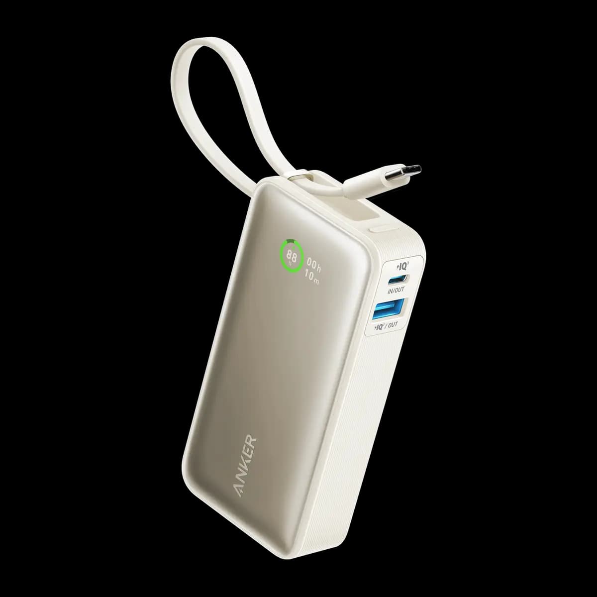 Anker Nano Power Bank (30W, Built-In USB-C Cable) [7.58 oz (215 g), 4.09 × 2.06 × 1.02 in (104 × 52.3 × 26 mm), 24W Max]