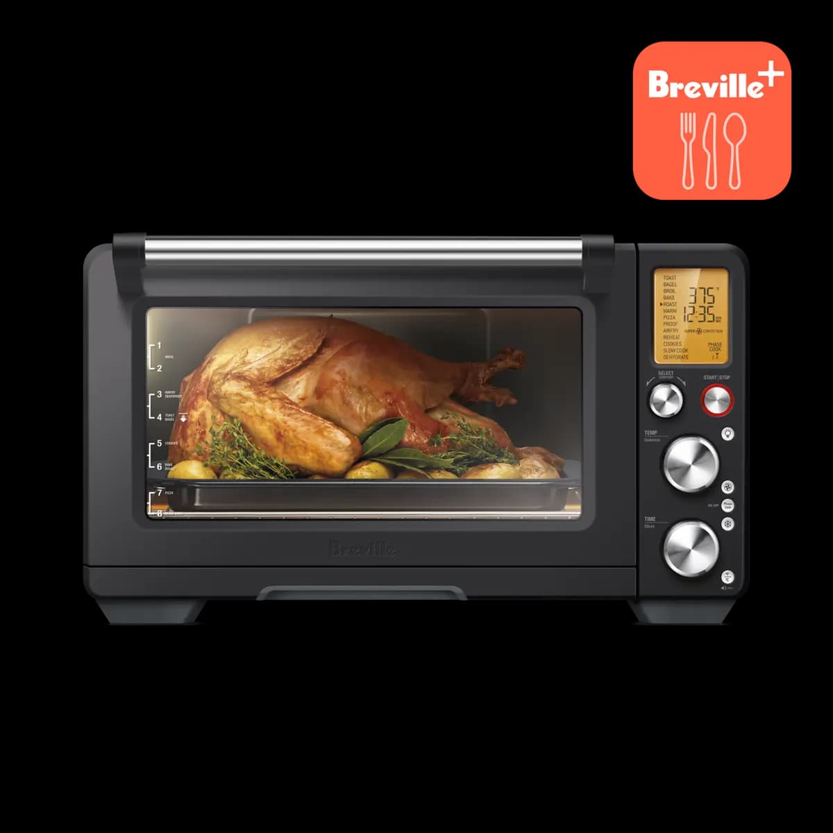 Breville the Smart Oven® Air Fryer Pro [Included Accessories:; 13\" Pizza Pan.; Oven Racks (x2).; 9\"x13\" Broil Rack and Enamel Roasting Pan.; Mesh basket rack for dehydrating and