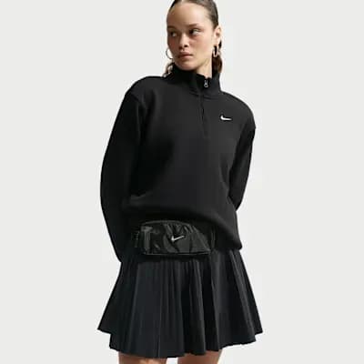 Nike Studio Fleece Medium Weight Women's 1/4-Zip Top Total Black/Sail [Total Black/Sail, 320 GSM, 1/4-Zip design]