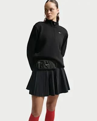 Nike Studio Fleece Medium Weight Women's 1/4-Zip Top Total Black/Sail [Total Black/Sail, 320 GSM, 1/4-Zip design]