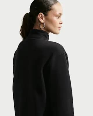 Nike Studio Fleece Medium Weight Women's 1/4-Zip Top Total Black/Sail [Total Black/Sail, 320 GSM, 1/4-Zip design]