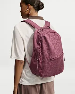 Nike Aura Floral Backpack (24L) Pink Smoke/Pink Smoke/ROSE GOLD BRL [Body: 100% nylon. Lining: 100% polyester, Spot clean, ONE SIZE]