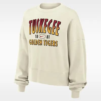 Nike College (Tuskegee University) Women's Phoenix Fleece Crewneck Sweatshirt Sail [Sail, 52% cotton/32% rayon/18% polyester, Machine wash]