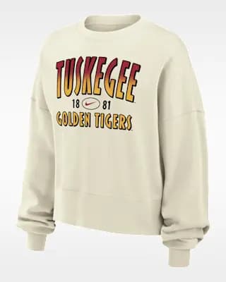 Nike College (Tuskegee University) Women's Phoenix Fleece Crewneck Sweatshirt Sail [Sail, 52% cotton/32% rayon/18% polyester, Machine wash]