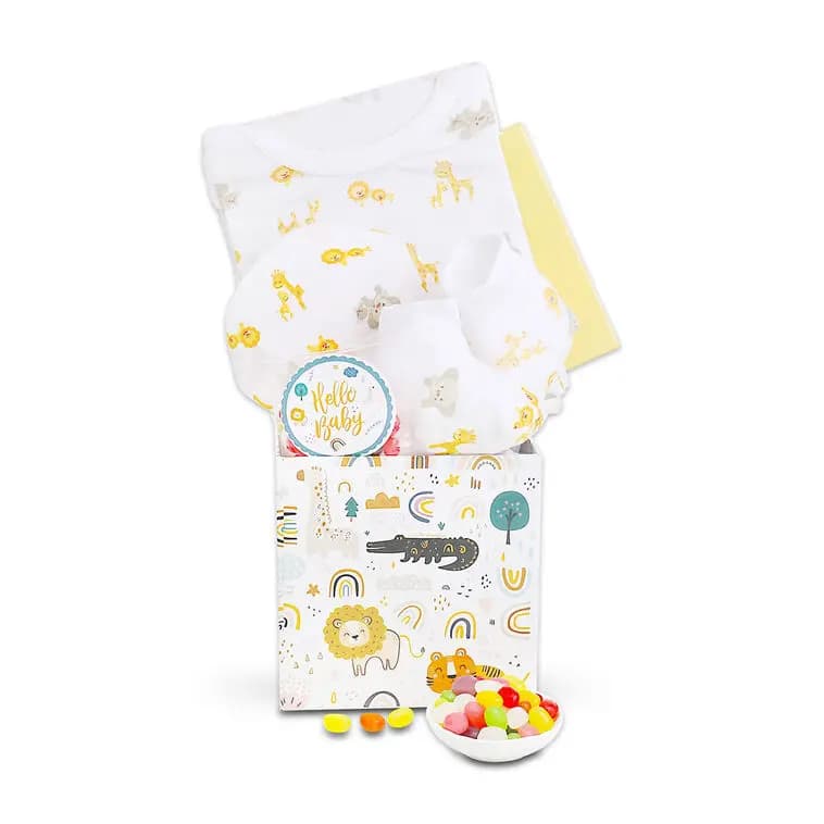 It's A Jungle Out There Baby Gift Box [6x6x6, Paperboard, Manufactured in a facility that also, 734038051864]