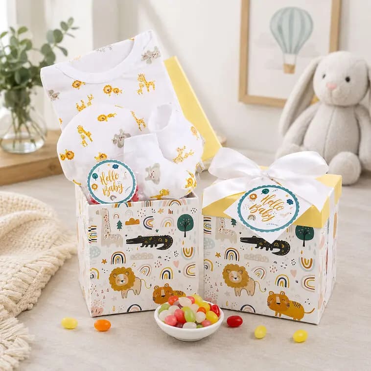 It's A Jungle Out There Baby Gift Box [6x6x6, Paperboard, Manufactured in a facility that also, 734038051864]
