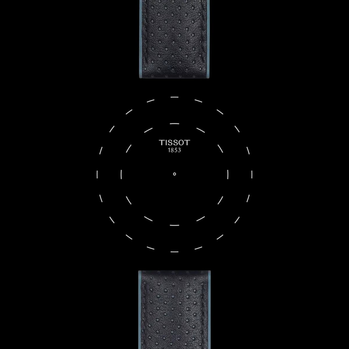 Tissot Official Blue Leather and Rubber Strap Lugs 22 mm [Leather, Black, 22.00]