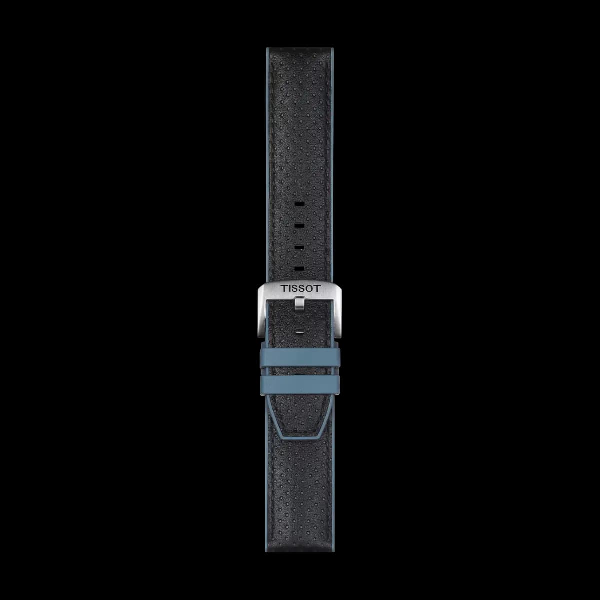 Tissot Official Blue Leather and Rubber Strap Lugs 22 mm [Leather, Black, 22.00]