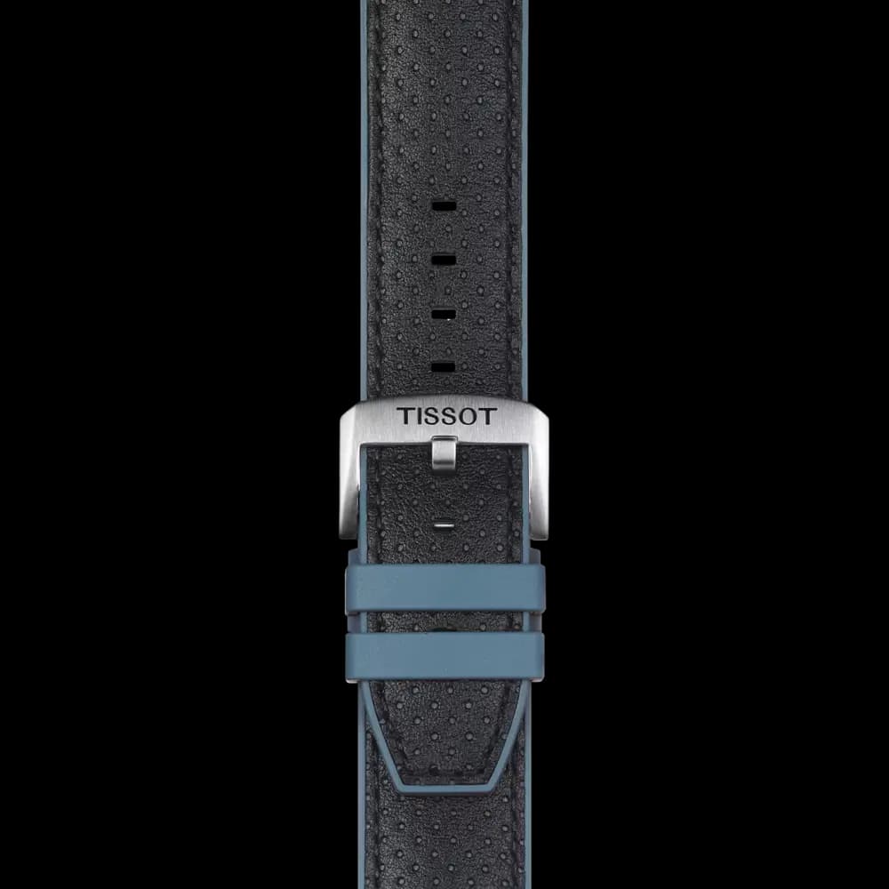Tissot Official Blue Leather and Rubber Strap Lugs 22 mm [Leather, Black, 22.00]