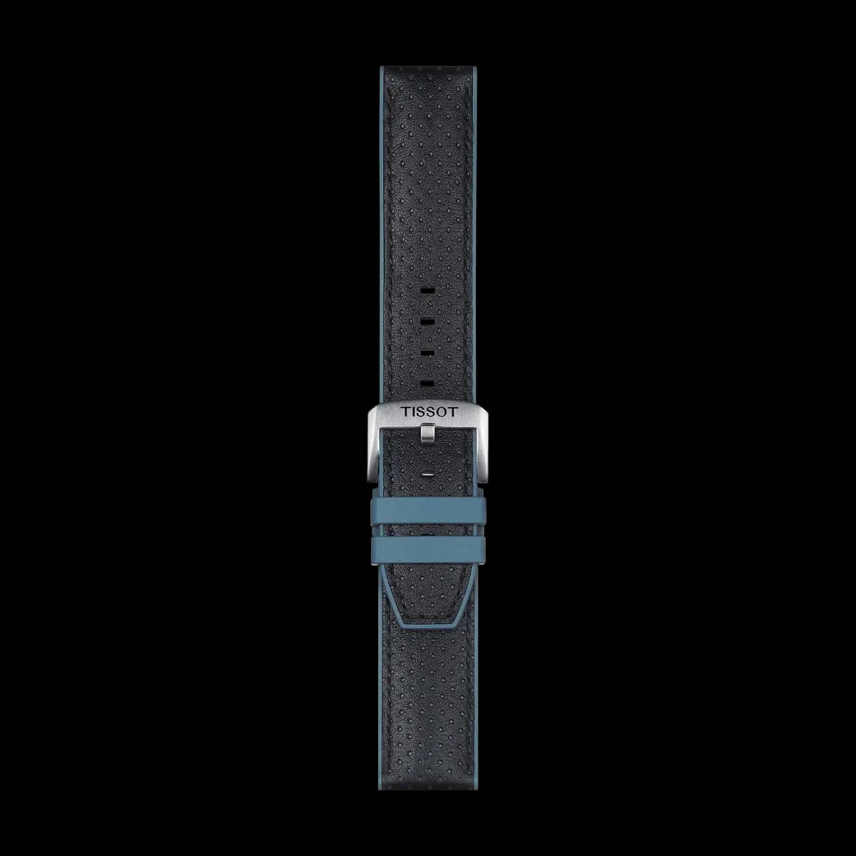 Tissot Official Blue Leather and Rubber Strap Lugs 22 mm [Leather, Black, 22.00]