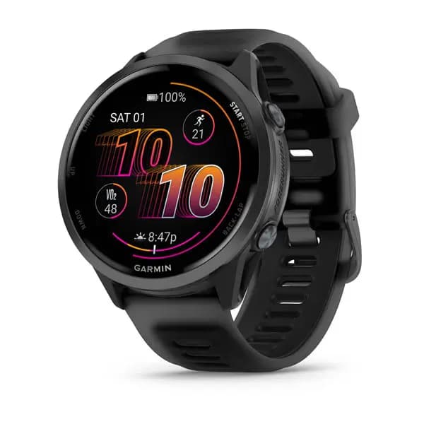 Garmin Forerunner 570 47mm Slate Gray Aluminum with Translucent Black/Black Band [AMOLED (optional always-on mode), 5 ATM, 1.2" (30.4 mm) diameter]