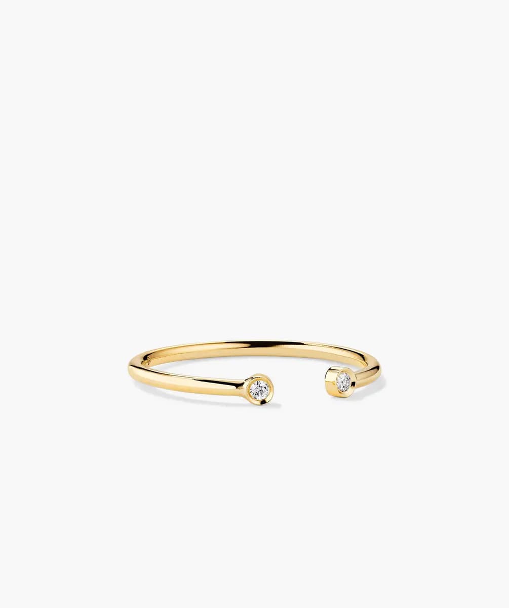 Mejuri Diamonds Open Ring 10k Yellow Gold - Natural Diamond [10k Yellow Gold - Natural Diamond, Minimum Carat Weight: 0.029 ct, Polish with a soft cloth]