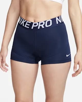 Nike Pro Women's 3" Shorts Obsidian/Obsidian/White [Fabric: Body: 83% polyester/17% spandex, Machine wash, XS (0–2)-XXL (20–22)]