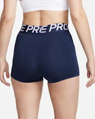 Nike Pro Women's 3" Shorts Obsidian/Obsidian/White [Fabric: Body: 83% polyester/17% spandex, Machine wash, XS (0–2)-XXL (20–22)]
