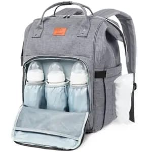 KeaBabies Original Diaper Bag Backpack, Large Baby Bags, Multi Functional, Water-resistant, For Girls, Boys (Classic Gray) [Dimensions (Overall) 16.5 inches (H) x 12 inches (W) x 9