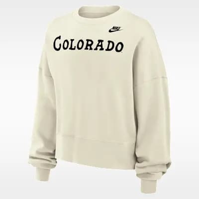 Colorado Buffaloes Phoenix Fleece Women's Nike Football Crew-Neck Sweatshirt Sail [Sail, 52% cotton/32% rayon/18% polyester, Machine wash]