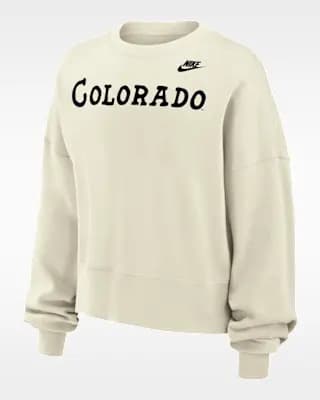Colorado Buffaloes Phoenix Fleece Women's Nike Football Crew-Neck Sweatshirt Sail [Sail, 52% cotton/32% rayon/18% polyester, Machine wash]