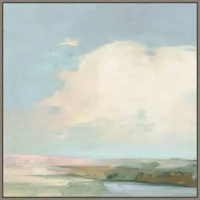 30" x 30" Colorful Horizon II Blue by Julia Purinton Framed Canvas Wall Art Print - Amanti Art [5 Pounds, Polystyrene (Frame), Framed]