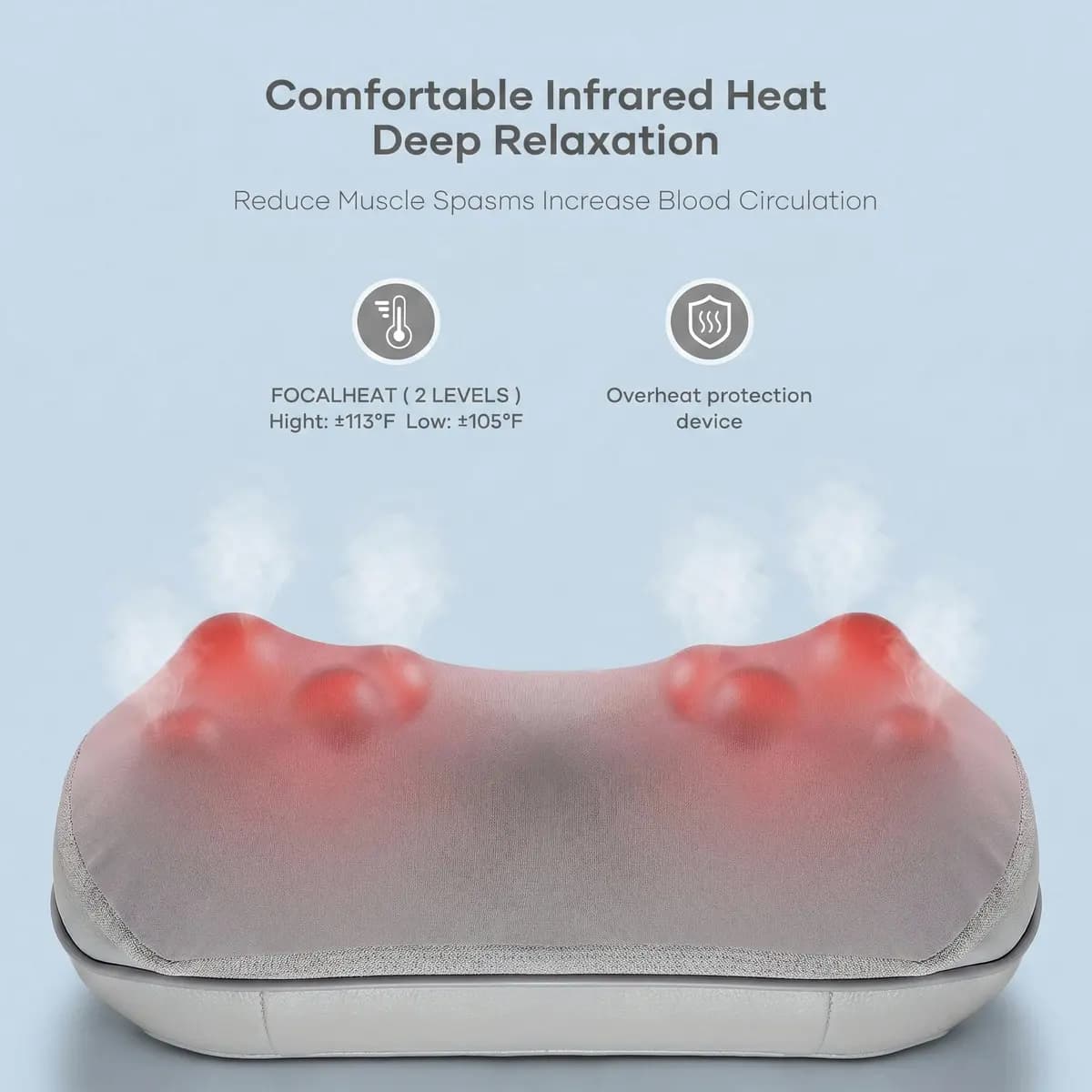Naipo Neck Massager with Heat [8 shiatsu nodes, 3 speeds, 113Ãƒâ€šÃ‚Â°F heat]