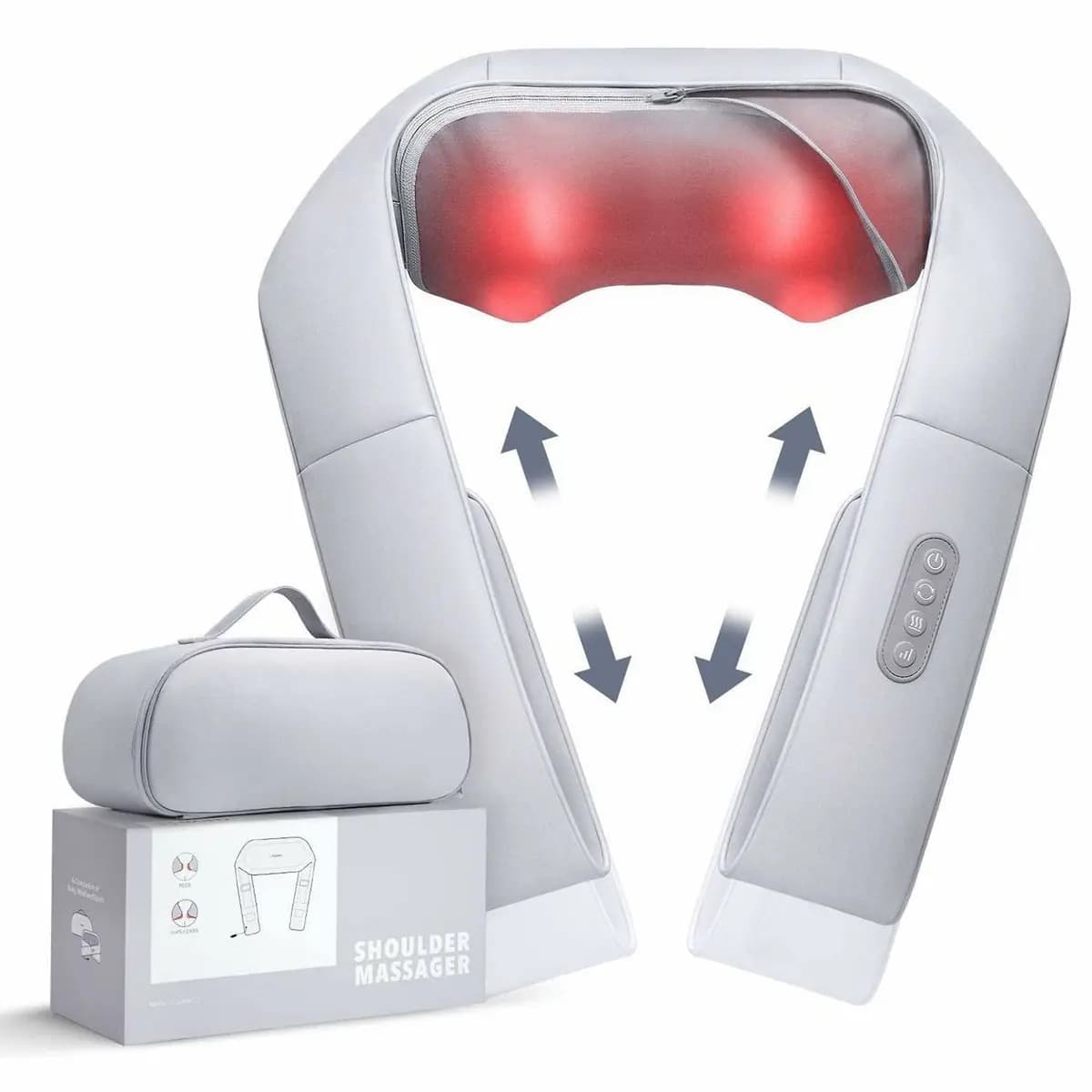 Naipo Neck Massager with Heat [8 shiatsu nodes, 3 speeds, 113Ãƒâ€šÃ‚Â°F heat]