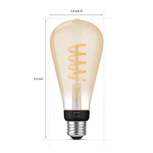 Philips Hue Edison ST23 E26 Filament LED Bulb - White Ambiance [Standby power consumption 0.5 W, Color temperature 2200-4500 K, Power 7 W]