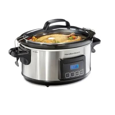 Hamilton Beach 6qt Programmable Cooker - Silver: Slow Cooker with Temperature Control & Automatic Shut-Off [285 watts, Metal, 192 Ounces]
