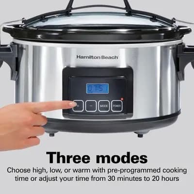 Hamilton Beach 6qt Programmable Cooker - Silver: Slow Cooker with Temperature Control & Automatic Shut-Off [285 watts, Metal, 192 Ounces]
