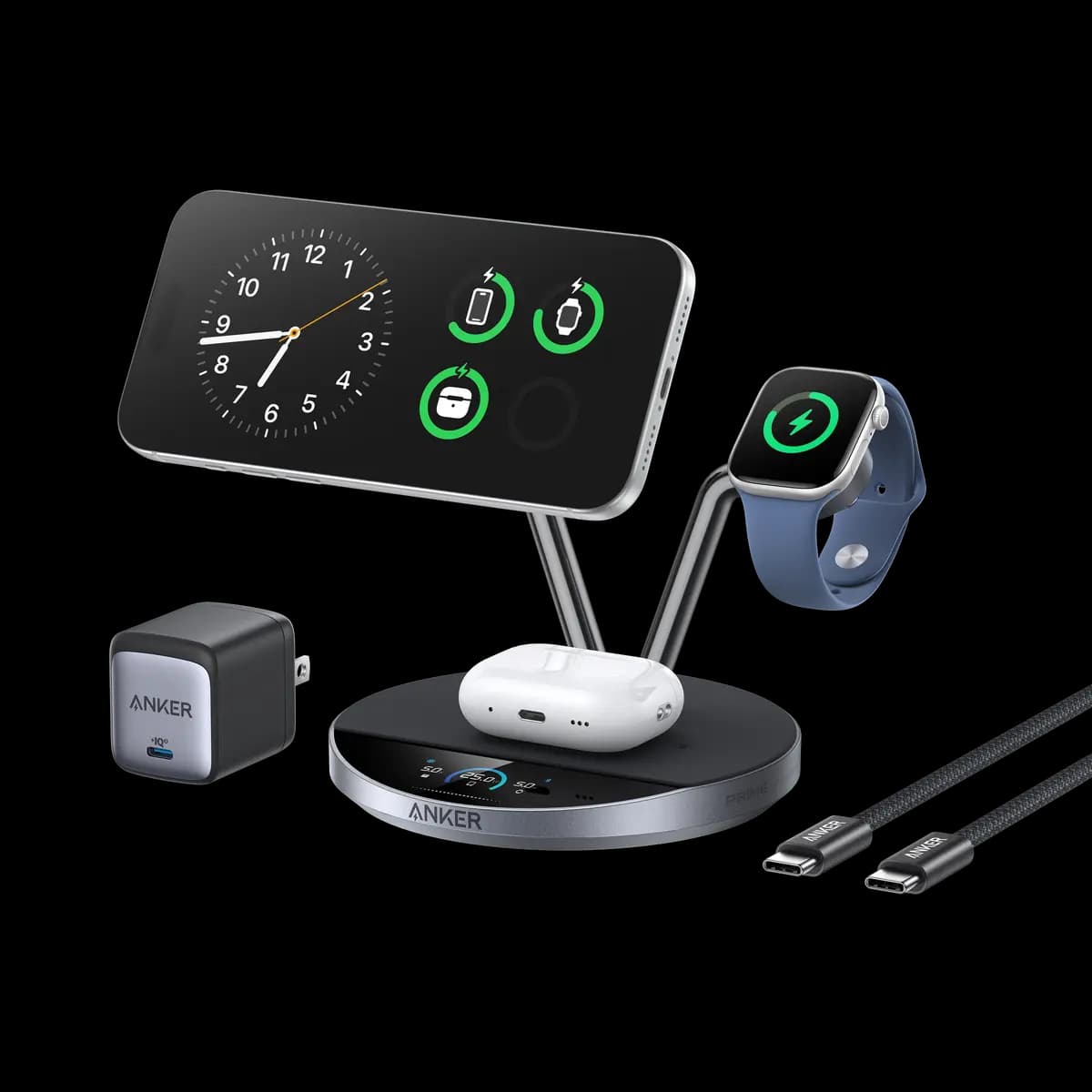 Anker Prime Wireless Charging Station (3-in-1, MagGo, AirCool, Dock Stand) [35W Max, 9.0V⎓3A / 12V⎓3A / 15V⎓3A / 20V⎓3.25A, Phone: 25W Max]