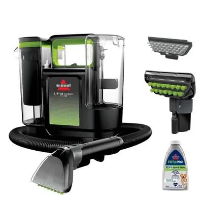 BISSELL Little Green Max Pet Portable Carpet and Upholstery Cleaner, Spot and Stain Cleaner Machine 3857 3" Cleaning Path Black/Green [8.2 Pounds, 32 Ounces, 15 Feet]
